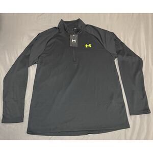 UA Tech 2.0 1/2 Zip Men’s M Loose Stretch Lightweight Black Activewear Shirt